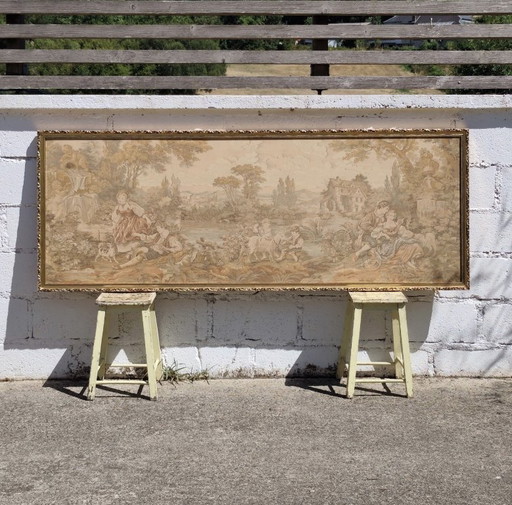 Large French Tapestry (Gobelin) -1950s-Traditional Spring Scene - Rococo Style