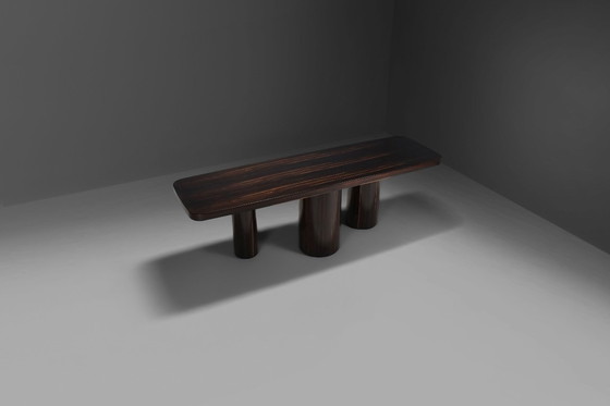 Image 1 of Excepcional consola/bifurcador de ambientes de madera de zebrano/cebrano, fabricado en Italia, década de 1970