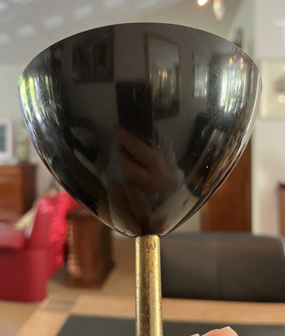 Image 1 of Unique Italian vintage pendant lamp | 1950s | Wrought iron, brass & opaline glass