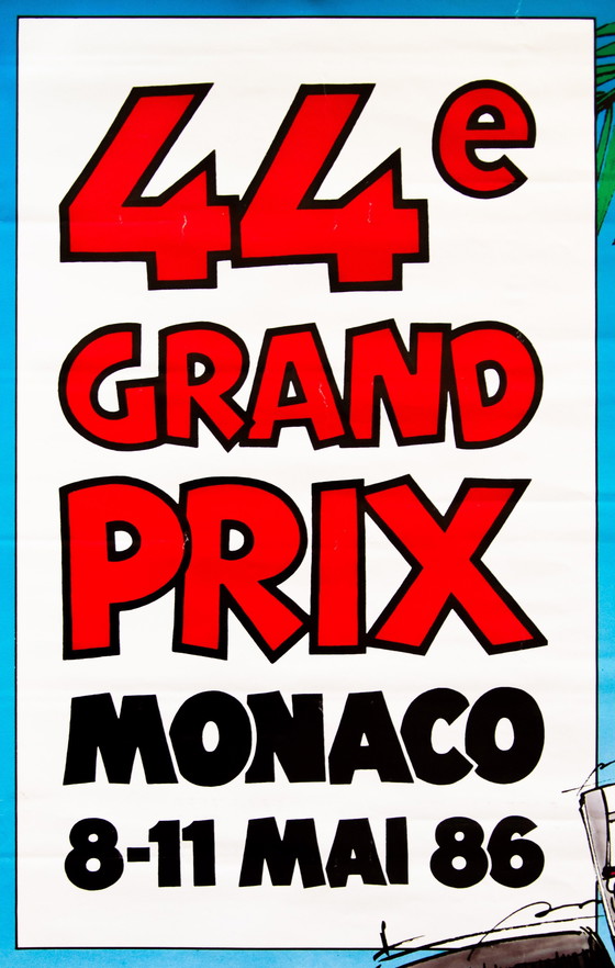 Image 1 of Original 1986 Monaco GP Poster Plakat – Senna First Win – Grognet F1 60 x 40cm