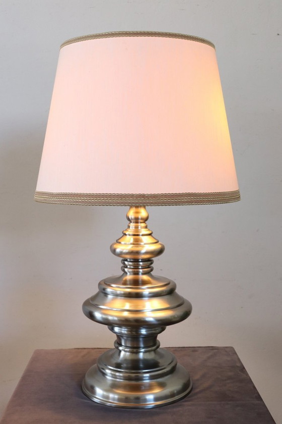 Image 1 of Large Table Lamp in Satin-Chrome Steel by Goffredo Reggiani, Italy 1970s