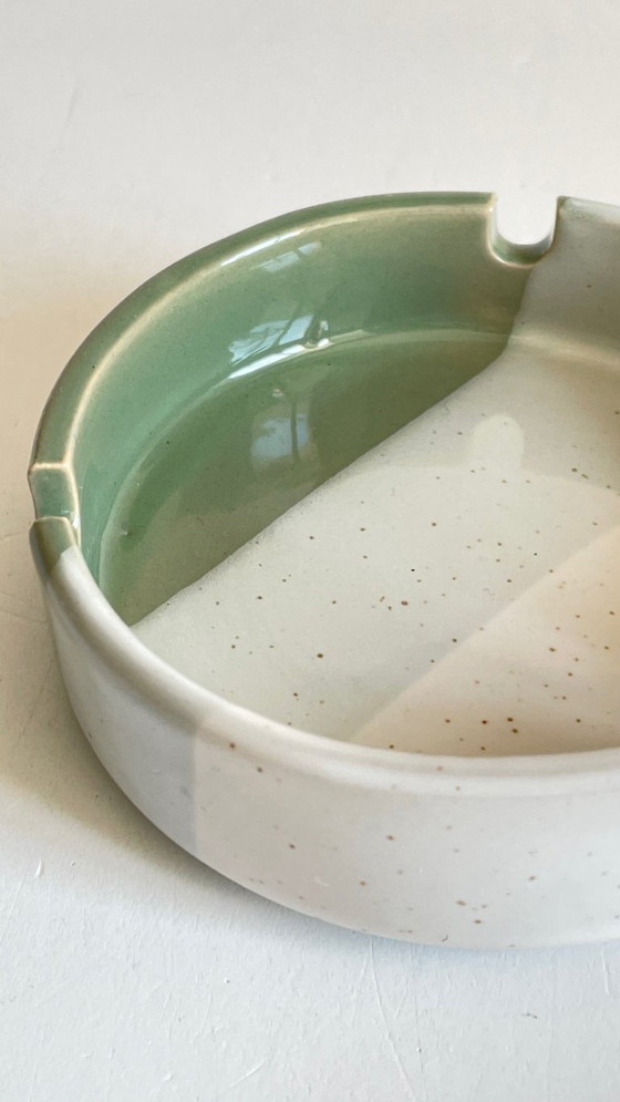 Image 1 of Striped stoneware ashtray, 1980s