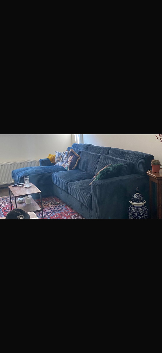Image 1 of Hoekbank donkerblauw - in goede staat