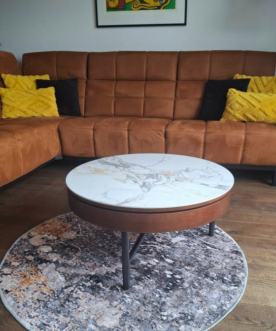 Image 1 of Mesa de centro redonda única con compartimento de almacenamiento, 80 cm, nueva