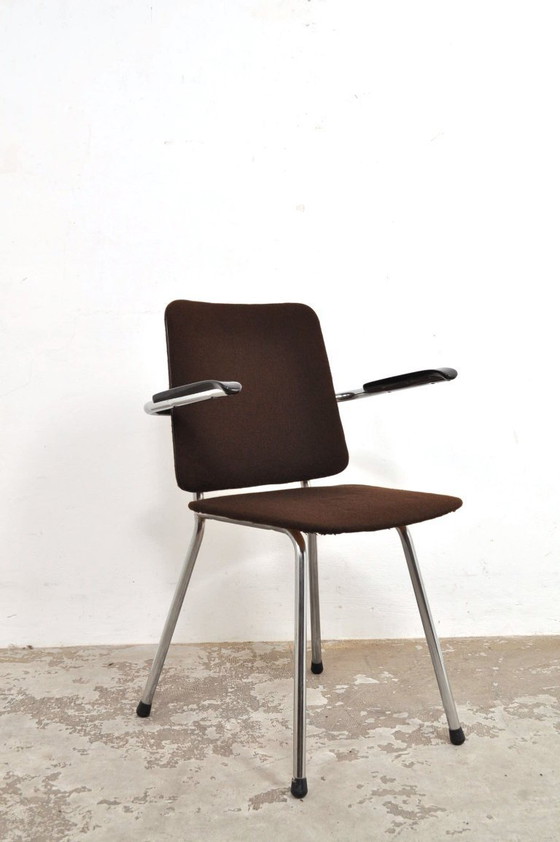 Image 1 of Vintage buisframe stoelen met bakelieten armleuningen, set van 4