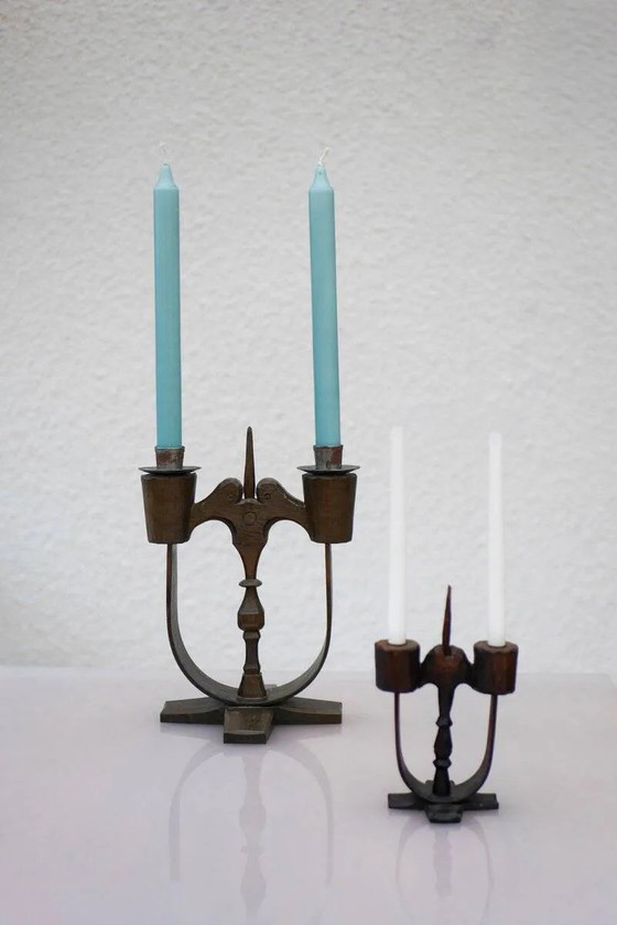 Image 1 of Bougeoirs en bois suédois de Taserud, 1955, lot de 2