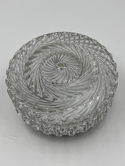 Ronde glazen plafondlamp met reliëf