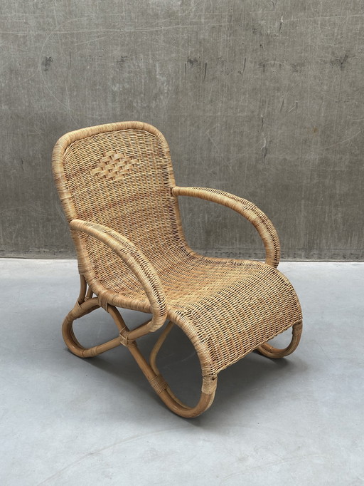 Vintage Rotan Belse 8 Fauteuil