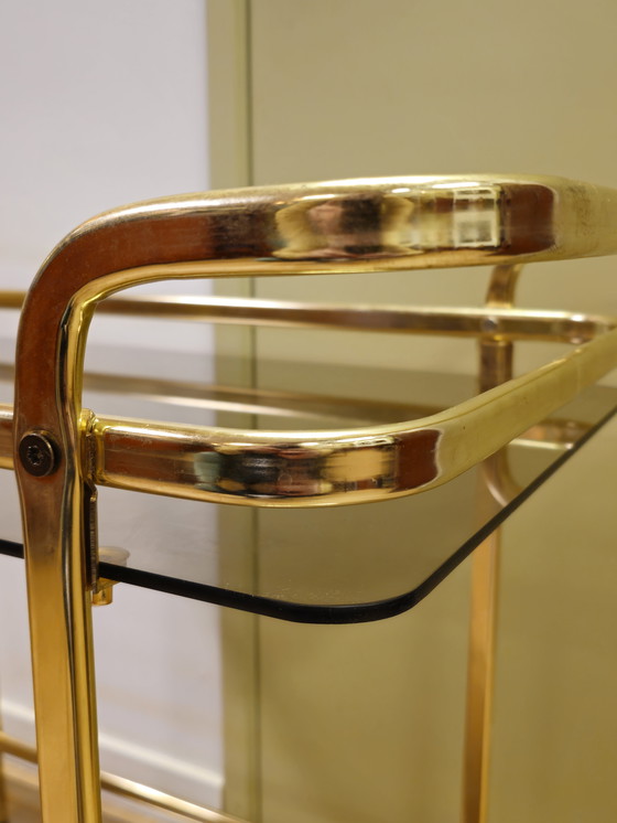 Image 1 of Vintage Serving Cart Barcart Beverage Cart Trolley Brass