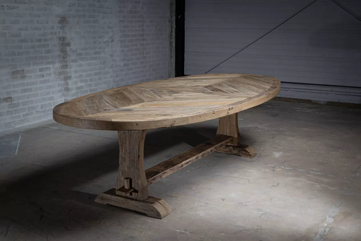 Oval Diamond Table in Antique Oak - 300 x 100 cm