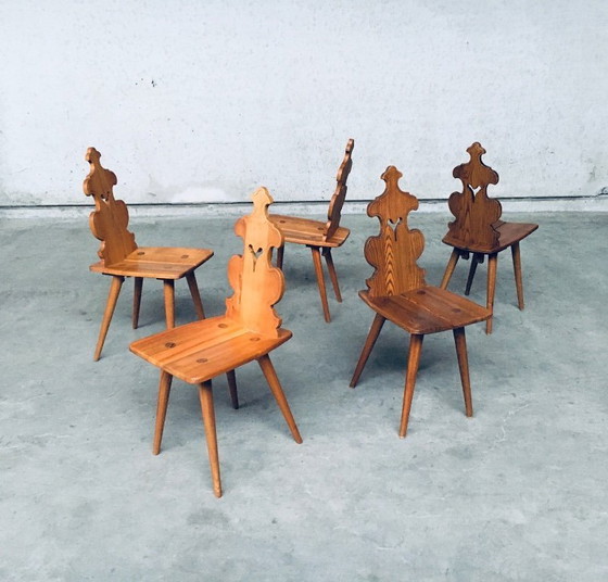Image 1 of Set di sedie tirolesi in stile brutalista di metà secolo, Polonia anni '60