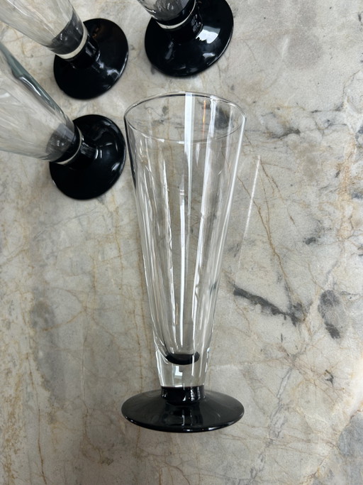 Bicchieri vintage Luminarc con base nera (set da 4)