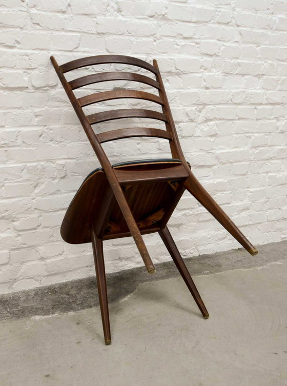 Image 1 of Set of Four ‘Quattro Colori’ Teak and Leatherette Dining Chairs in Style of Cees Braakman. The Netherlands, 1960s.