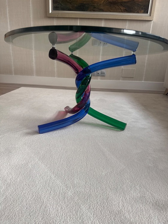Image 1 of Table de salon en verre avec piètement artistique en verre de Murano – pièce unique