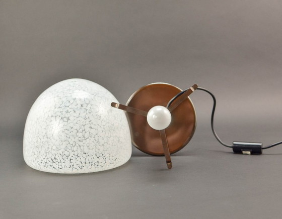 Image 1 of Rara lampada da tavolo a forma di fungo con vetro di Murano screziato attribuita a Barovier e Toso, Italia, anni '60.