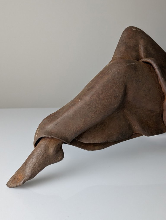 Image 1 of Sculpture d'ange en fer forgé de style néo-Renaissance espagnole, jouant du luth, vers 1900