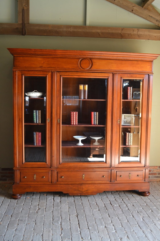 Image 1 of Large Antique Mahogany Wooden Bookcase, Display Case