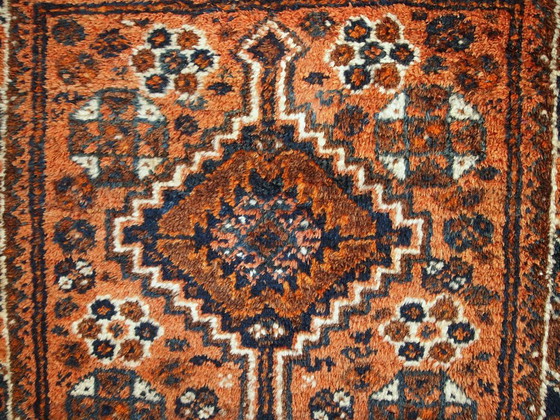 Image 1 of Handmade antique collectible Persian Shiraz bagface 2.6' x 2.8' (81cm x 85cm) 1900s - 1C397