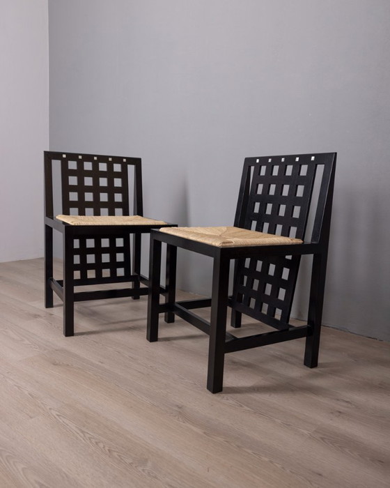 Image 1 of COPPIA DI SEDIE VINTAGE DEGLI ANNI '70, MODELLO D.S.3, DISEGNATE DA C.R. MACKINTOSH PER CASSINA