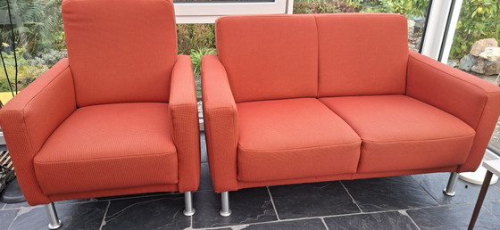 Rotes Sofa mit Sessel – Gelderland, 2 Sitzer Sofas, Textile (photo 9 of 9)