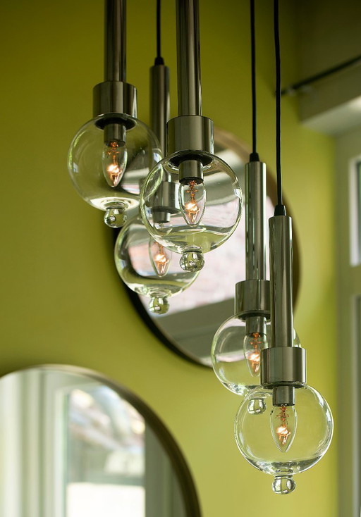 Vintage cascade hanging lamp, space age waterfall midcentury