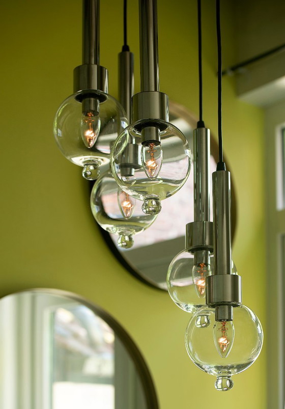 Image 1 of Lampada a sospensione a cascata vintage, cascata spaziale di metà secolo