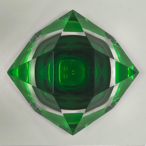 Image 1 of Verbluffende groene asbak of vide poche uit de jaren 60 van Flavio Poli voor Seguso