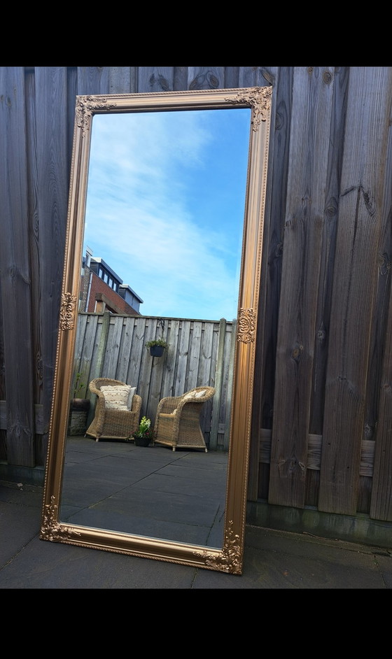 Image 1 of Spiegel goudbrons antieklook met facet