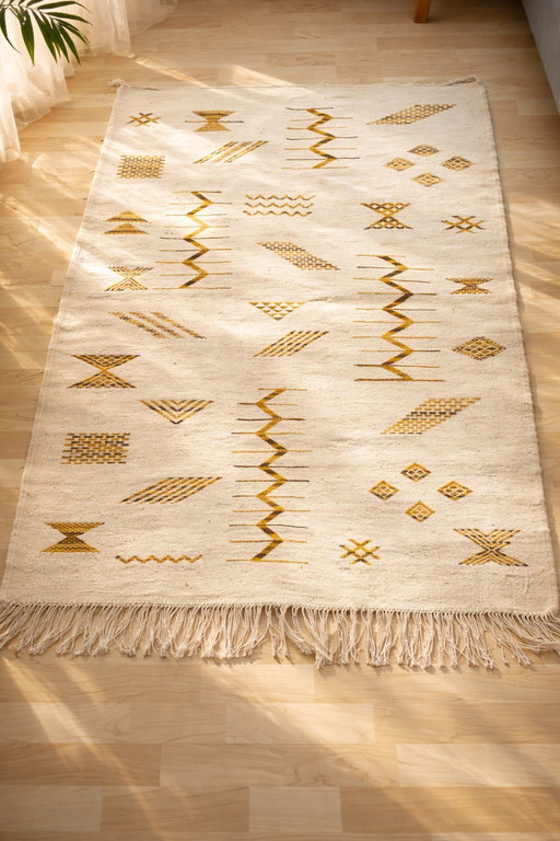 Atlas Echo - 150cm x 100cm - Authentic Hand-woven Berber Kelim