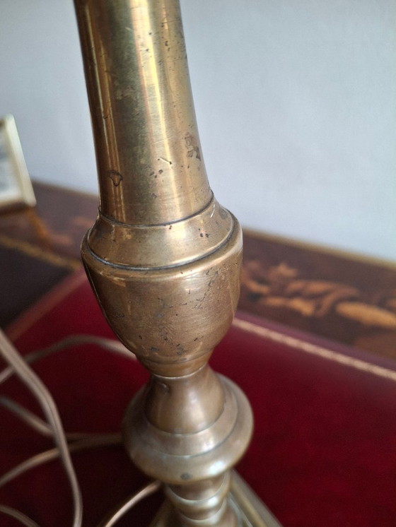 Image 1 of Exceptional bronze lamp base, antique candle holder 1580-1620, certified with traceability