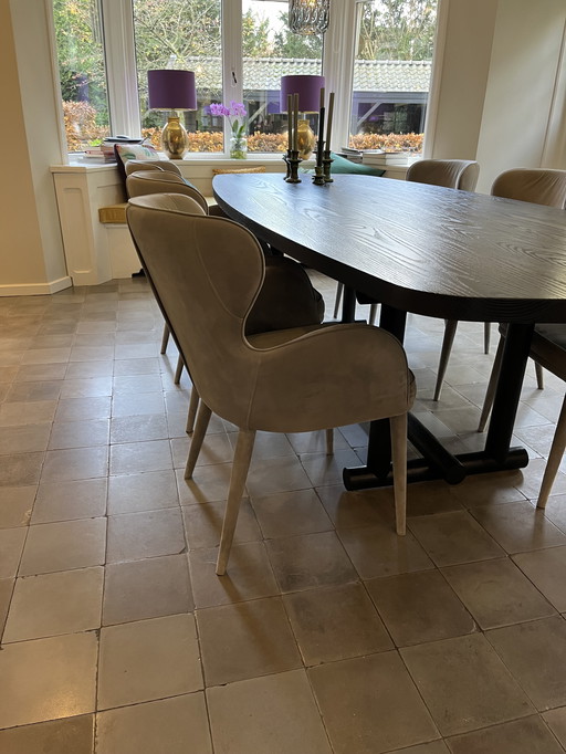 6X Gray Velvet Dining Chairs