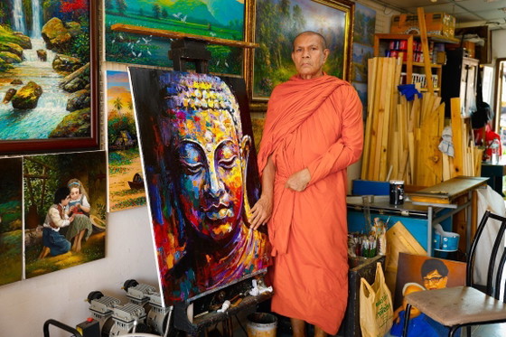 Image 1 of Unique hand-painted Buddha painting “Eternal Calm” – Seksak Jaichumchen – 80×100 cm