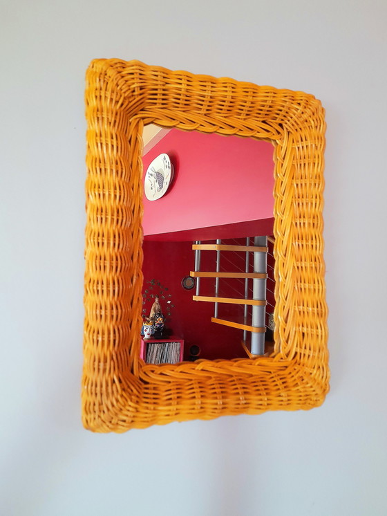 Image 1 of Rectangular wicker mirror 1960
