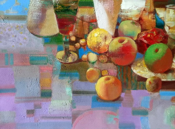 Original Ölgemälde Abstrakte Krüge Früchte Stillleben – Gemälde & Zeichnungen, Canvas (photo 7 of 9)