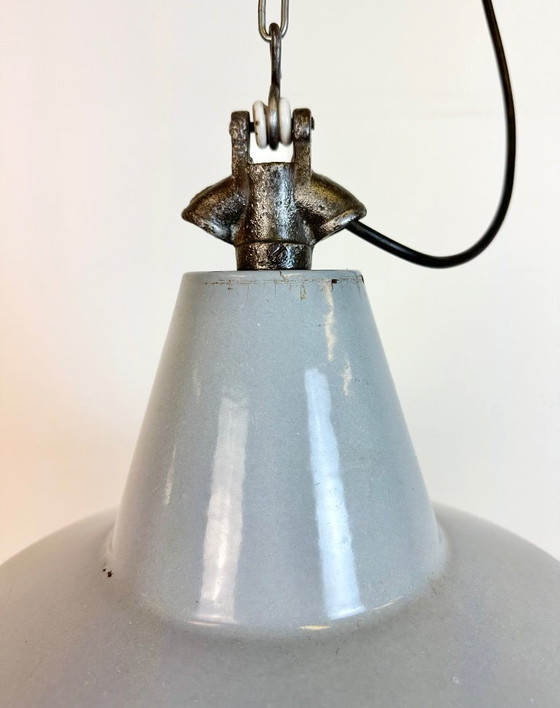 Image 1 of Industrial Grey Enamel Factory Pendant Lamp, 1960s