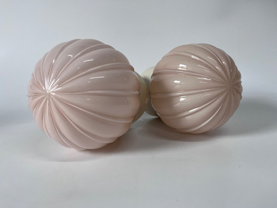 Image 1 of 2x Roze Thabur Plafondlamp Parel Crème Bakelieten Houder
