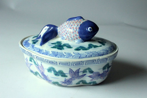 Chinese ceramic fish pot - Herring pot - Ceramic - Vintage