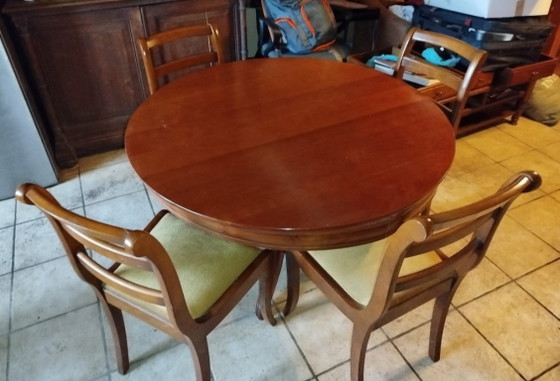 French solid cherry wood dining and living room furniture, Dining set, Metal, Textile, Brown (photo 11 of 11)