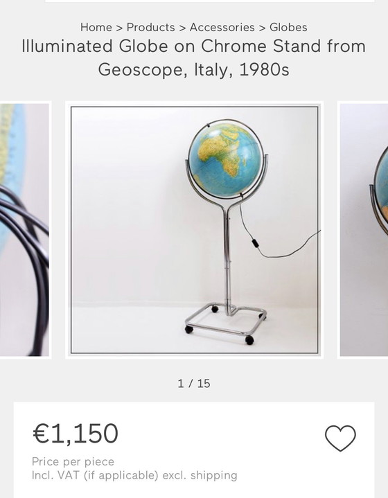 Image 1 of Vintage Globe on Chrome Stand - Geoscope,