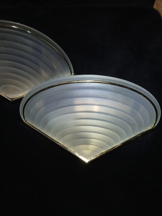 Image 1 of Due applique da parete in vetro Art Déco