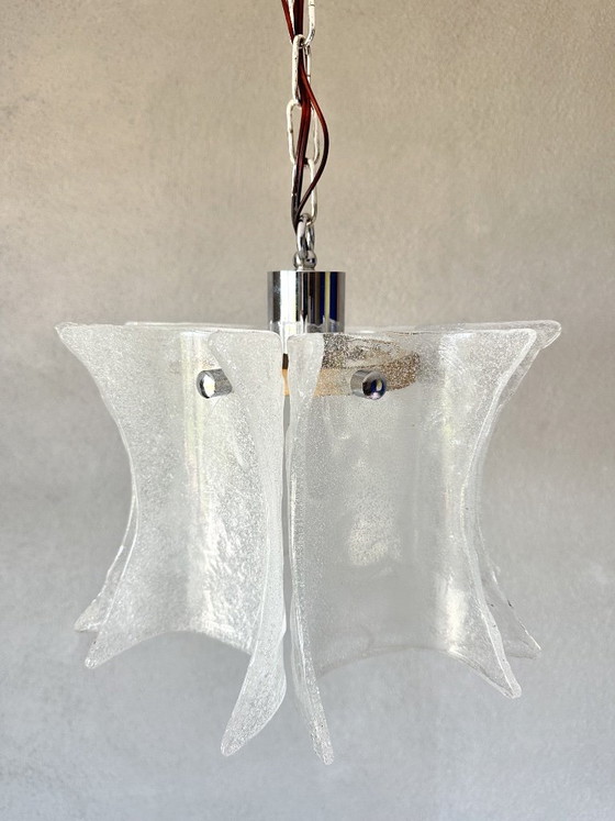 Lampada a Sospensione Vintage in Vetro Ghiaccio – Lampade a sospensione, Chrome, Murano Glass (photo 3 of 16)