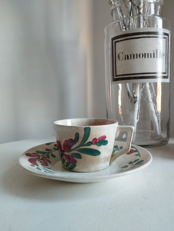 Image 1 of Tasse et sous-tasse Creil & Montereau « Coq »