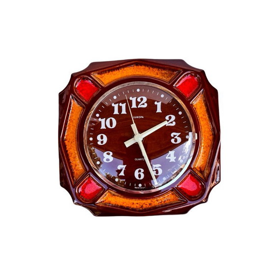 Image 1 of Horloge murale de cuisine Europe, Allemagne, 1970. Cadre rétro vintage en céramique