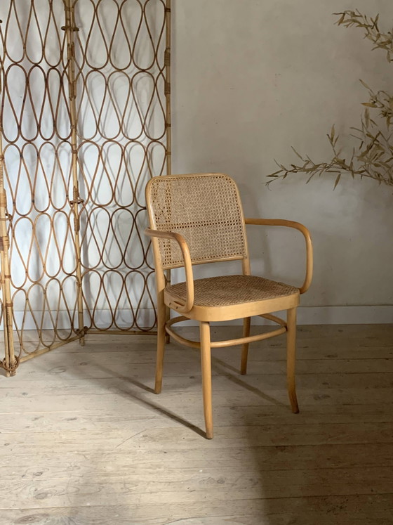 Vintage Hofmann rieten fauteuil – Thonet, Eetkamerstoelen, Wicker, Wood (photo 5 of 10)
