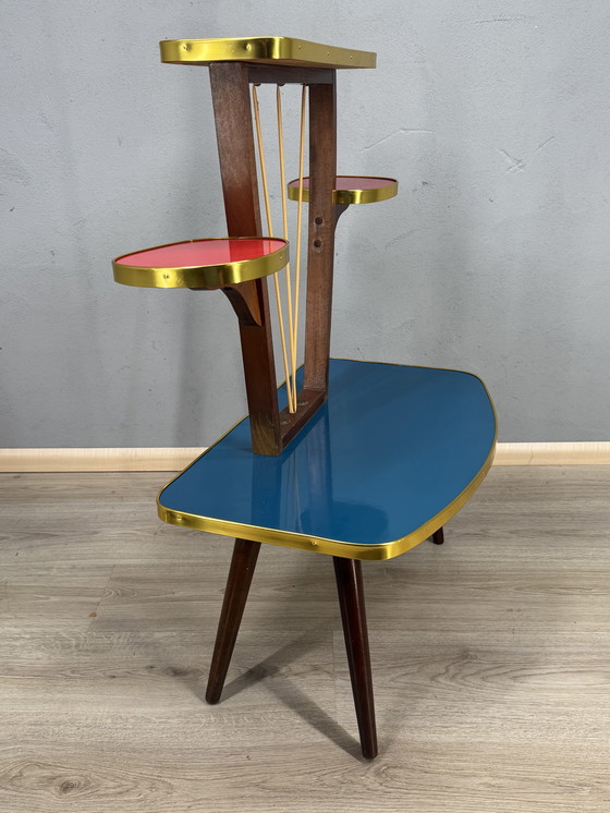 Image 1 of Vintage Formica Mid-Century Plantentafel met Space Age vibes