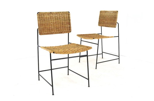 Maria Witzemann für Wilde und Spieth SW88 Stuhl | 2 Stück verfügbar (Vintage) – eetkamerstoelen, Metal, Wicker
