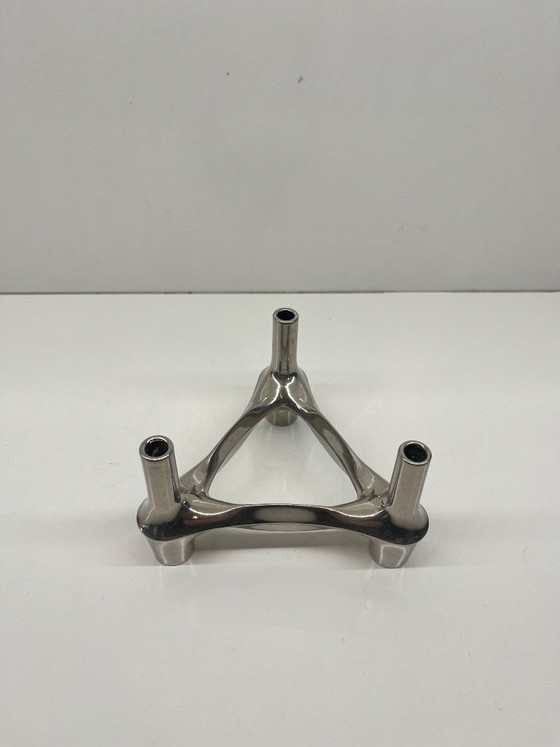 Image 1 of Set of 4 Stoff Nagel BMF candlesticks, modular vintage Scandinavian design, chrome