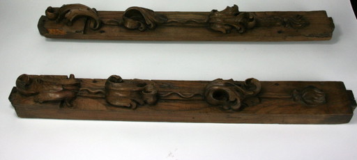 Moldura barroca antigua de roble — juego de 2 — con hojas de acanto talladas a mano — ca. 1680–1750