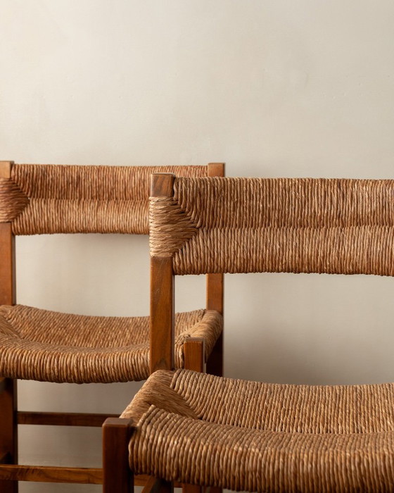 French Mid-Century Wood and Rush Dining Chairs, 1960s, Set of 6, Beige (photo 8 of 22)