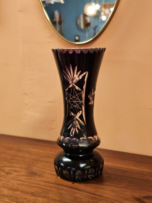 Antique Bohemian Ruby Red Cut Crystal Vase – vazen (photo 2 of 9)